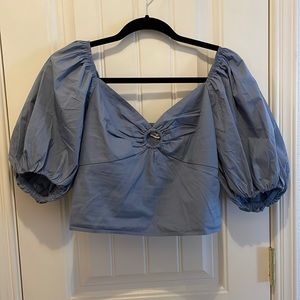 Abercrombie puff sleeve poplin o ring top women’s size medium